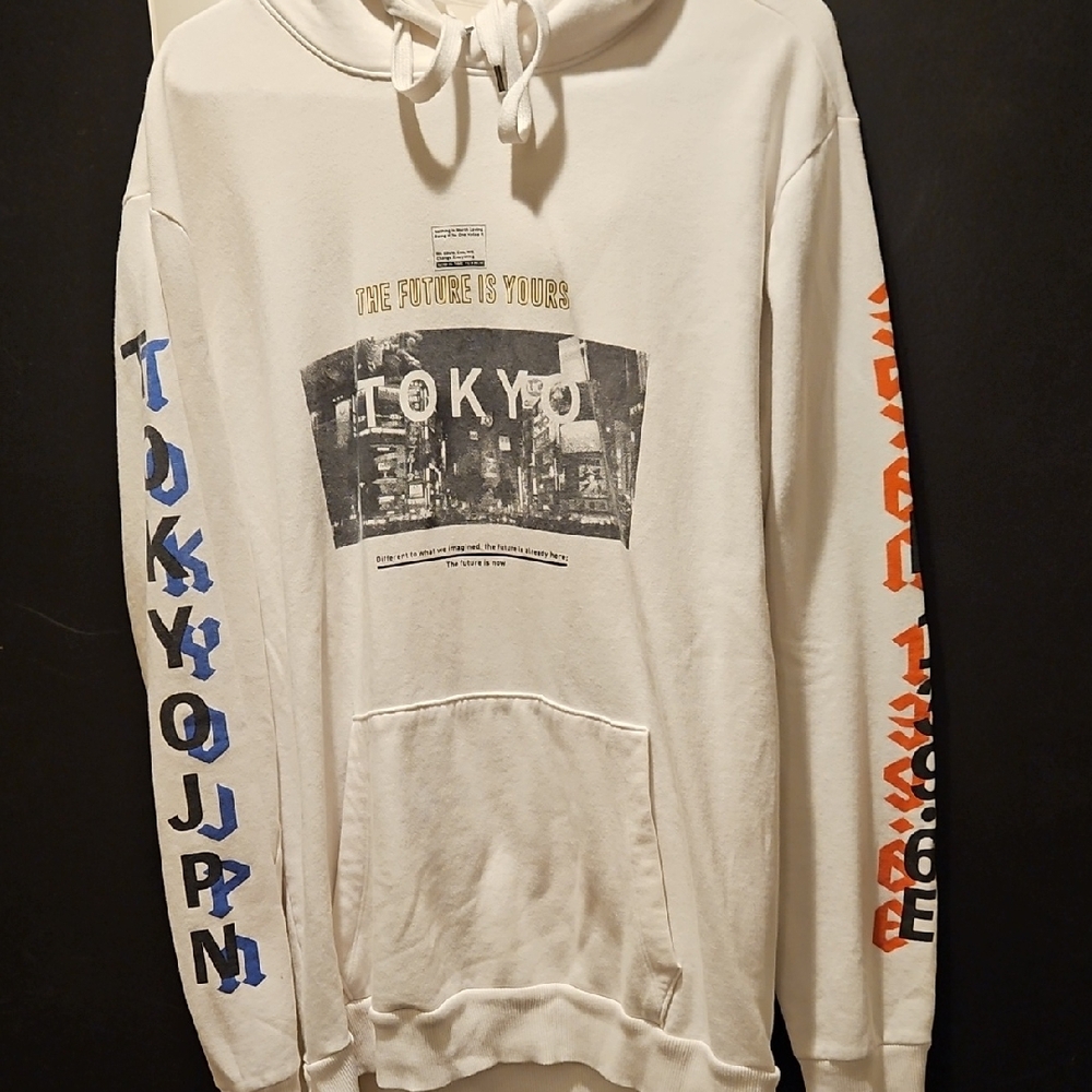 No Boundaries White Tokyo Graphic Hoodie